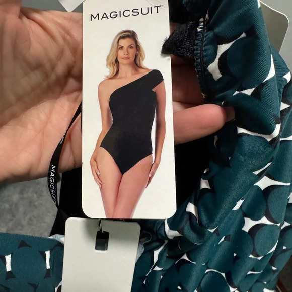 Magicsuit Green and Black Asymmetrical One-Piece Swimsuit - Picture 5 of 8